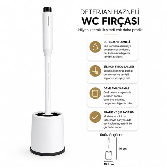 Acero Home-2116 ( Deterjan Hazneli ) Klozet Wc Fırça Seti ( Silikon )