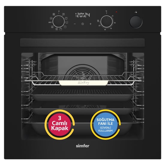 Simfer 8244 0+10 Fonksiyon Steam Master Buharlı Ankastre Fırın Siyah Cam Dijital