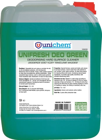 Unichem Unifresh Deo Green Deoderize Edici Yüzey Temizleme Maddesi 5 L