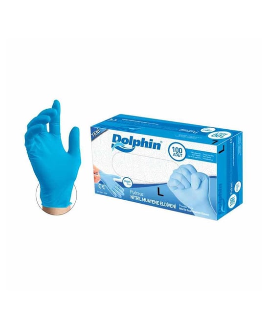 Dolphin Pudrasız Nitril Muayene Eldiveni Büyük Boy 100'lü Kutu