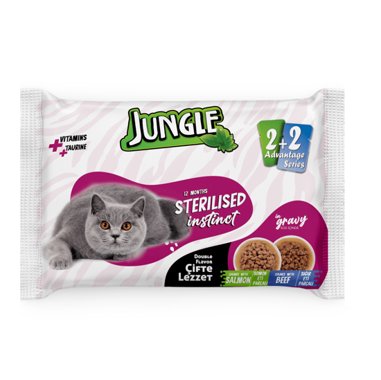 Jungle 100 4'lü Pouch Kedi Maması Kısır Somon & Biftek Jngf-002