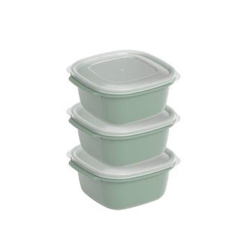 Dünya Dp-31273-999 ( Kare ) ( 3pcs = 2200ml ) Easy Keep Saklama Kabı ( Renkli Plastik & Şeffaf Kapak )