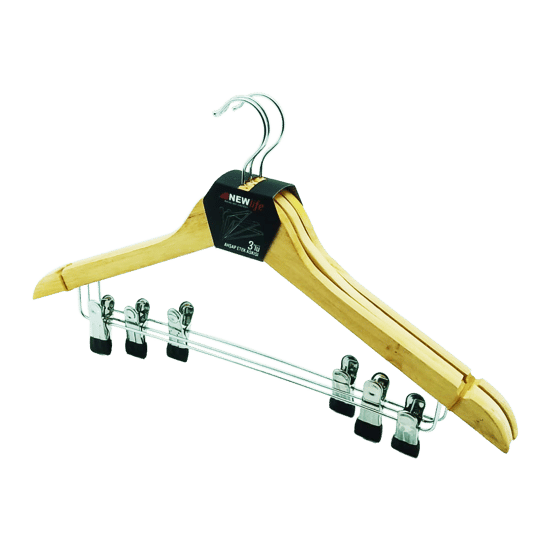 Newlife Clkn-142 ( 3pcs ) ( Maşalı ) Ahşap Etek Askısı