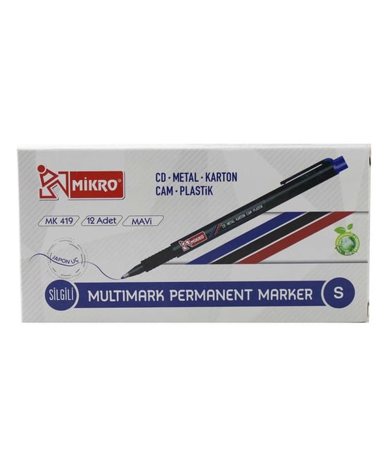 Mikro MK-419 S Silgili CD Kalemi Mavi 12'li