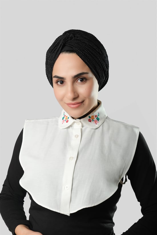 Hürrem Bone Krem Gömlek Yakalı Boyunluk Terikoton Nakışlı Çiçek Desenli 1023_40