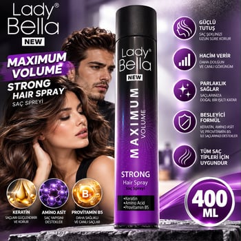 Lady Bella Maximum Volume Strong Saç Spreyi 400 Ml