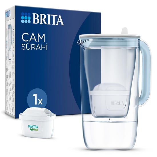 BRITA Cam Su Arıtma Sürahisi 1x Maxtra Pro All-In-1 Filtreli - Açık Mavi 2,5 lt