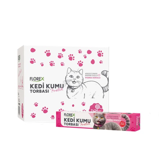 İnura Global Florex L-2001 ( Kedi & Evcil Hayvan ) Kumu Torbası Pratik ( 7pcs ) ( Pudra Kokulu ) (büzgülü & Extra Güçlü) (82x50cm) ( Pet Shop )