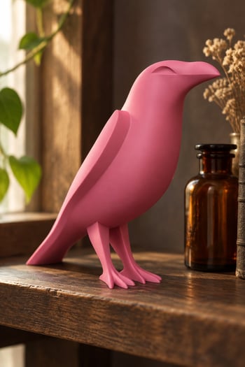 Karga Figürlü Dekoratif Biblo - 17cm Pembe