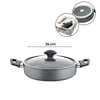 Papilla Fred ( Flat Casserole ) ( 24 Cm ) ( Basık & Karnıyarık & Kısa ) ( Granit Tencere ) ( Cam Kapak ) ( Gri Kırçıllı ) ( Brkt-712265 )
