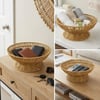 BUFFER® 25 cm Plastik Rattan Servis Çanağı – Doğal Hasır Görünümlü Dekoratif Meyve, Ekmek ve Sunum K