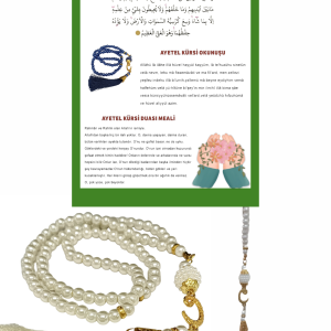 P Parla Namaz Tesbihi Vavlı 99'lu Cam İncili Ayet-el Kürsi Dua Kartı ile Krem Renk Hediyelik