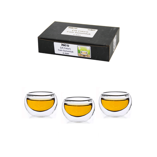 İnura Global İbico İ22-146 ( 6pcs ) ( Düz Cam ) ( Çift Cidarlı ) Sosluk & Lokumluk ( 50 Ml )