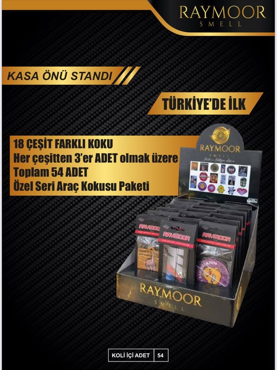 Raymoor Kasa Önü Araç Kokusu Standı | 54 Adet - 18 Farklı Koku | Toptan Oto Kokusu Standı