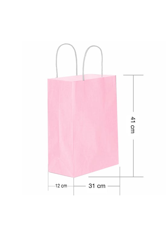 Roll-Up Kraft Çanta Pembe Büyük Boy 31x41cm 25 Adet