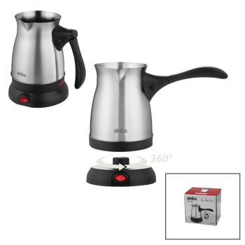 Sinbo Scm-2991 (çelik) Elektrikli Cezve (türk Kahve Makinesi & 6fincan=500ml) (360° Kablosuz Kullanım) (katlanır Kulp) (600w)