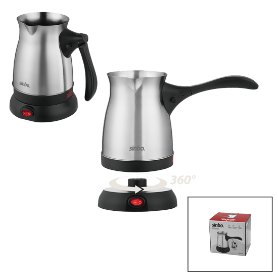 Sinbo Scm-2991 (çelik) Elektrikli Cezve (türk Kahve Makinesi & 6fincan=500ml) (360° Kablosuz Kullanım) (katlanır Kulp) (600w)