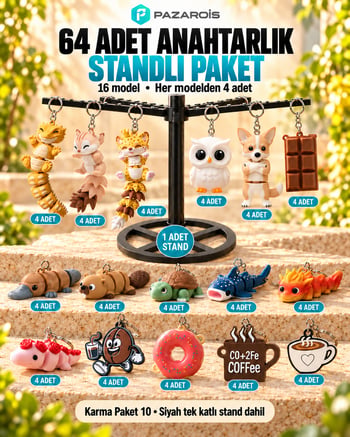 64 Adet Karışık Figürlü Toptan Anahtarlık Paketi 10