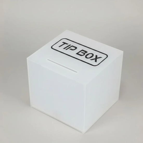 Kare Tipbox - Bahşiş Kutusu Buz Beyaz - 14x14xh13cm