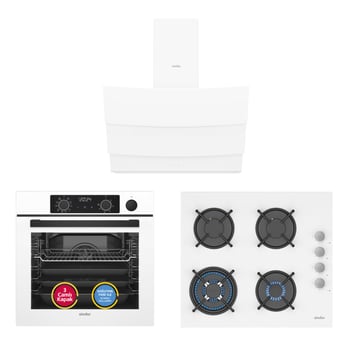Simfer 0+10 Fonksiyon Steam Master Beyaz 3'lü Ankastre Set (8245 Fırın + 3509 Ocak + 8707 Davlumbaz)