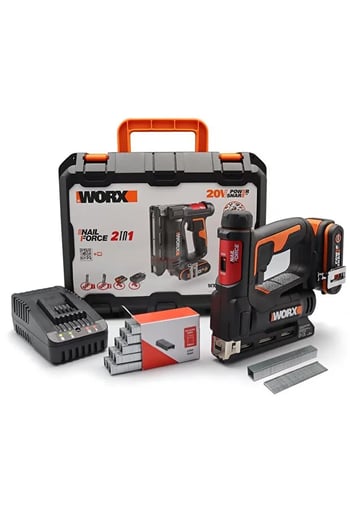 Worx Wx843 20volt/2.0ah. Li-ion Şarjlı Profesyonel 6-14mm Zımba ve 15mm Çivi Çakma + 3500 Adet Yedek