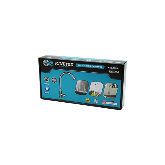 Kinetex Ktx-2895 ( Krom ) ( Tek Su Girişli ) Mix ( Uzun Kuğu ) ( Evye ) ( Aç Kapa ) Mutfak Batarya