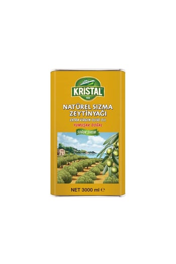 Kristal Natürel Sızma Zeytinyağı Yumuşak Doğal 3 L Teneke