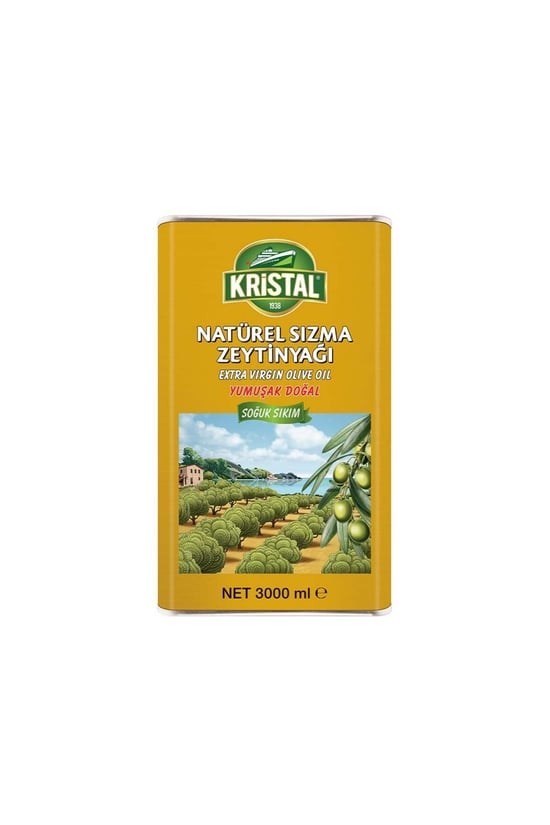 Kristal Natürel Sızma Zeytinyağı Yumuşak Doğal 3 L Teneke