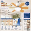 Sinbo Sf-7708 ( 2in1=tavan Vantilatör & Avize Lamba ) ( Kumandalı ) ( 52cm ) ( 6-ahşap Görünüm Plastik Kanat ) ( 3-kademe Hız )