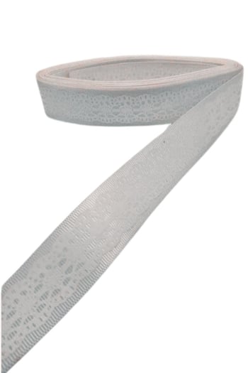 Tafta Dantel Görünümlü Kurdele Gri 25 Mm 1 Metre