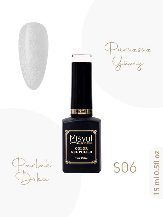 Misyul Uv Led Kalıcı Oje Nail Art 15 Ml Simli Seri S06