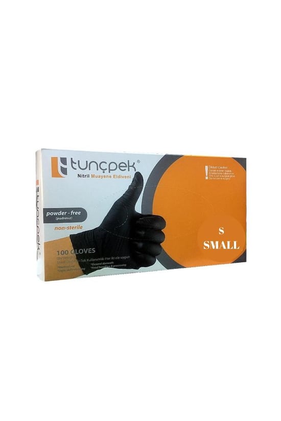 Tunçpek Nitril Siyah Eldiven 100 Adet Pudrasız S (small)