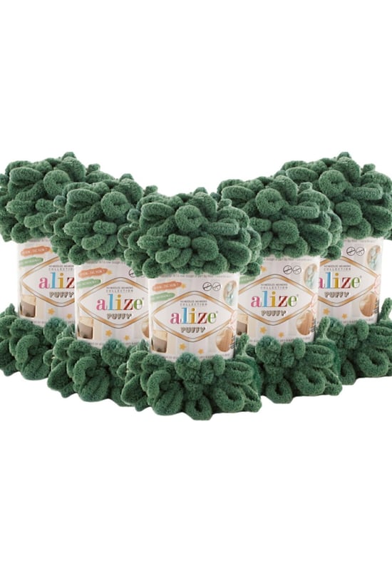 Alize Puffy El Örgü Ipliği - 532 Cam Yeşili - 100 Gr. 9 Mt. Parmak Örgü Ipi
