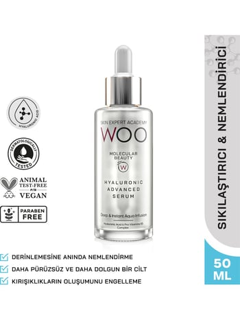 WOO Skin Expert Academy Yoğun Nemlendirici Hyaluronik Asit Serum 50ml Dolgunlaştırma Ve Sıkılaştırma Asit Moleküllü