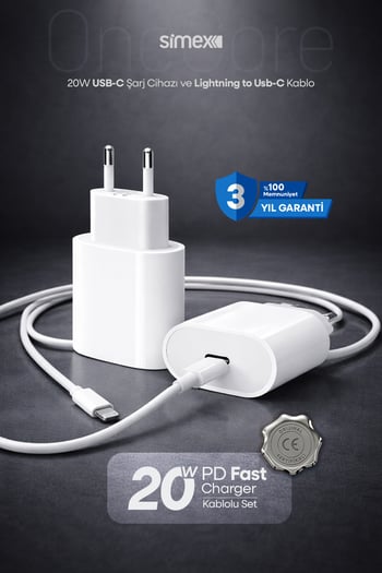Adeyo Store İphone X-11-12-13-14 Serileri İpad & Airpods ile Uyumlu Usb-c 20w Hızlı Şarj Seti Ce Belgeli Sps-15