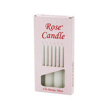 Rose Candle-201 ( 4pcs & Kalın ) ( Çap=2cm & Uzunluk=15cm ) ( Beyaz Klasik ) Market Mum