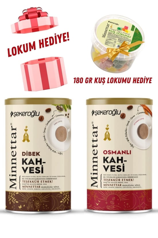 Şekeroğlu Minnettar Teneke Dibek Kahvesi 100 Gr ve Osmanlı Kahvesi 100 Gr Lokum Hediyeli