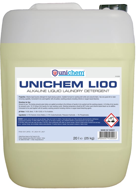 Unıchem L100 Sıvı Çamaşır Deterjanı 25 Kg