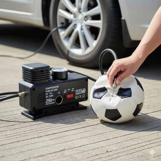 Buffer® 250 Psi Güçlü Taşınabilir Hava Kompresörü–araba, Motosiklet, Bisiklet ve Top Şişirme İçin El