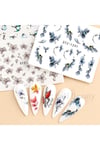 Misyul 5d Tırnak Sticker Yapışkanı Mavi Çiçekli Mıs-3512