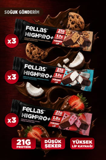 Fellas Çikolata Kaplı Highpro Protein Bar 50gr Karma Kutu ( 3 X 3)