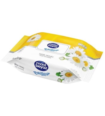 Mavi Beyaz Papatya 90 Yaprak 24'lü Paket Islak Mendil