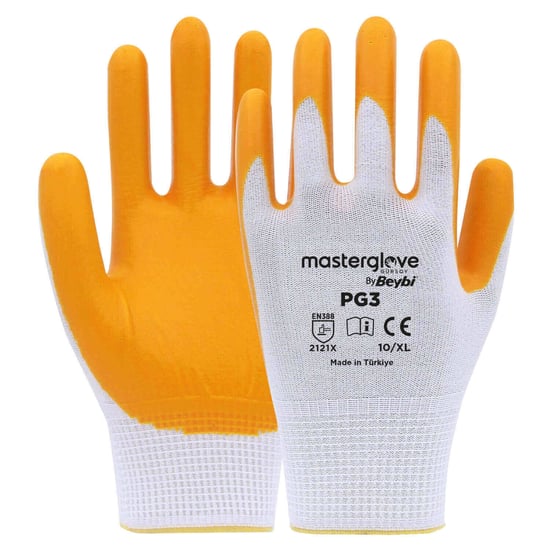 Pg3 Sarı Polyester Örme Nitril Iş Eldiveni 10 Beden