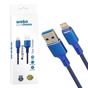 Wk-22025 Usb To Lightning Örgülü Siyah Telefon Şarj Kablosu