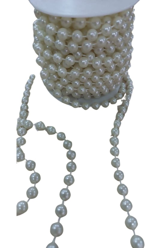 Sıralı Yuvarlak İnci En 1 Cm Krem 10 Metre