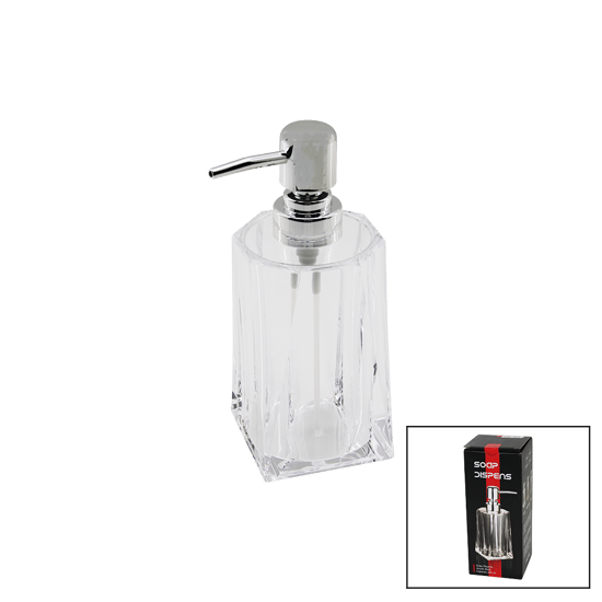 Soap Dispens Yakut-11632 ( 280ml & Uzun ) ( Şeffaf & Mika Kristal ) Sıvı Sabunluk