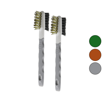 Multi Functional Brush Yakut-13002 (2pcs) (çift Taraflı Tel Başlı) Tel Fırça (sert & Daha Sert Tel) (çıkarılabilir Saplı)