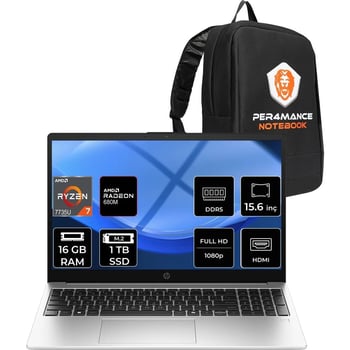 Hp 255r G10 Ryzen 7 7735u 16gb Ram 1tb Ssd 15.6" Fhd Freedos D30m1etpn308 Notebook + Per4 Çanta