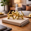 İ12-156 ( Kedi & Küçük ) ( Gold & Seramik ) Biblo & Dekoratif Süs Eşyası
