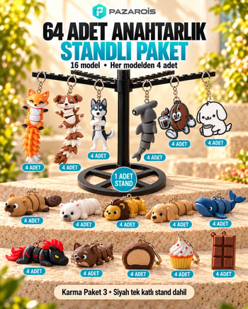 64 Adet Karışık Figürlü Toptan Anahtarlık Paketi 3